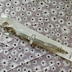 Bible Verse John 3:16 White & Gold Tone Toggle Clasp Religious Fashion Bracelet